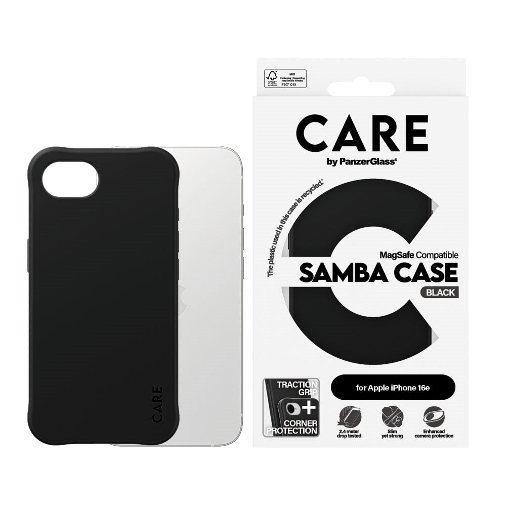 CARE by PanzerGlass iPhone 17e / 16e Fashionable Samba Case - MagSafe Kompatibel - Sort