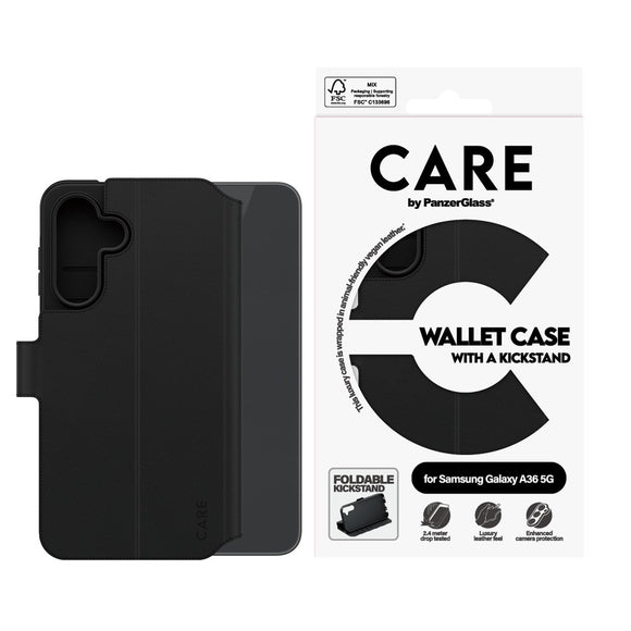 CARE by PanzerGlass Samsung Galaxy A36 (5G) Feature Wallet Case m. Ståfunktion - Sort