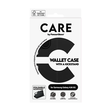 CARE by PanzerGlass Samsung Galaxy A36 (5G) Feature Wallet Case m. Ståfunktion - Sort