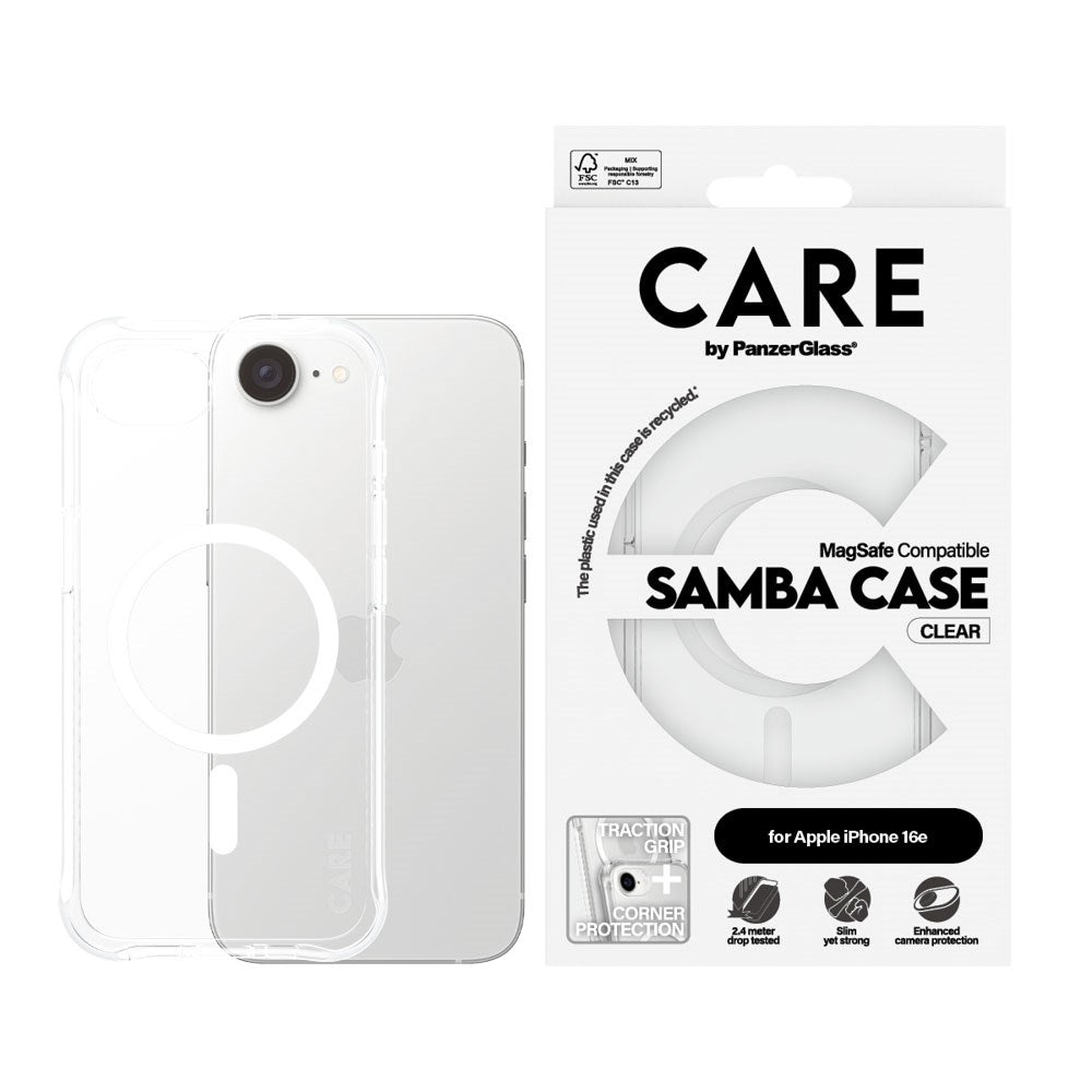 CARE by PanzerGlass iPhone 17e / 16e Fashionable Samba Case - MagSafe Kompatibel - Gennemsigtig / Hvid