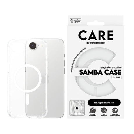 CARE by PanzerGlass iPhone 17e / 16e Fashionable Samba Case - MagSafe Kompatibel - Gennemsigtig / Hvid