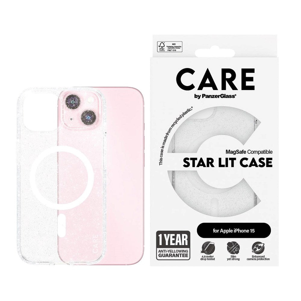 CARE by PanzerGlass iPhone 15 FLAGSHIP Urban Combat Case - MagSafe Kompatibel - Star Lit / White