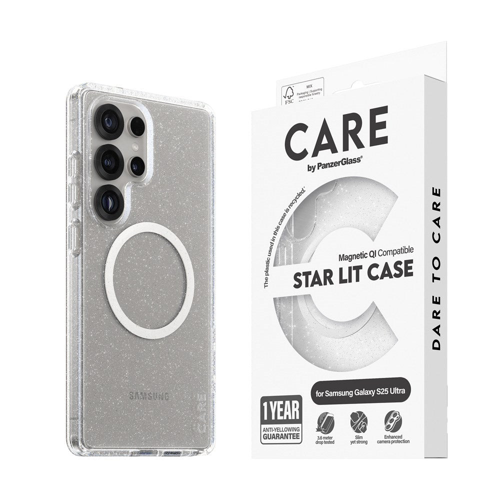 CARE by PanzerGlass Samsung Galaxy S25 Ultra FLAGSHIP Urban Combat Case - Qi Kompatibel - Star Lit / Hvid