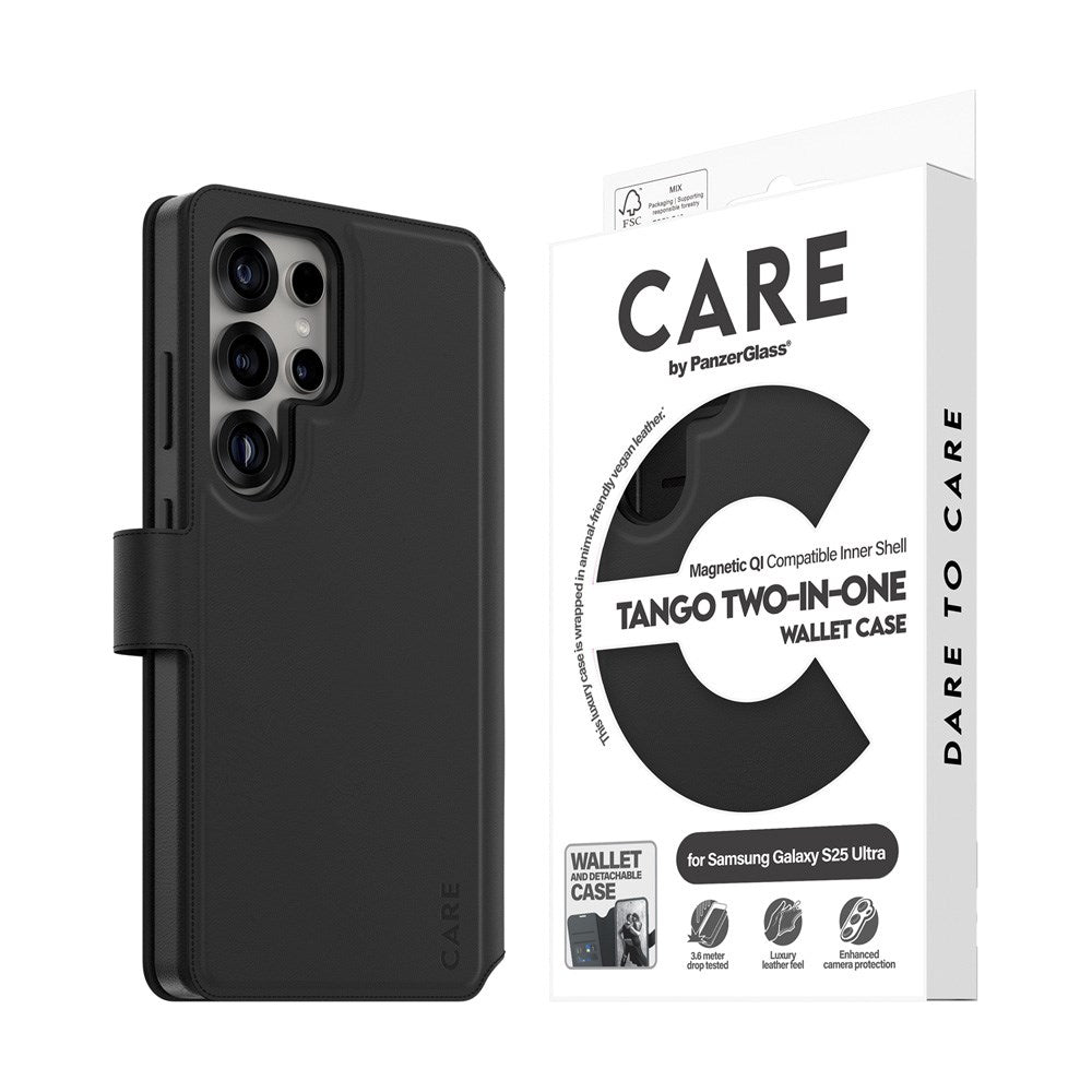 CARE by PanzerGlass Samsung Galaxy S25 Ultra Feature Tango 2-in-1 Cover m. Pung - Qi Kompatibel - Sort