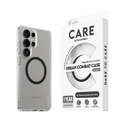 CARE by PanzerGlass Samsung Galaxy S25 Ultra FLAGSHIP Urban Combat Case - Qi Kompatibel - Genemsiktig / Black