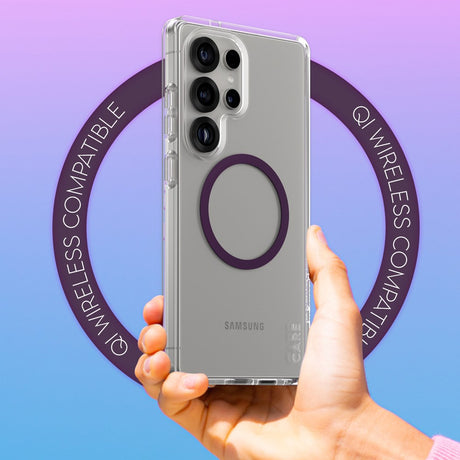 CARE by PanzerGlass Samsung Galaxy S25 Ultra FLAGSHIP Urban Combat Case - Qi Kompatibel -Gennemsigtig / Plum Purple