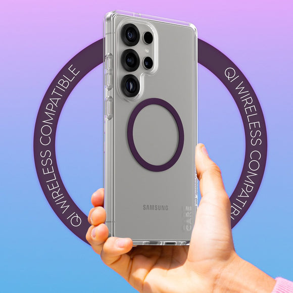 CARE by PanzerGlass Samsung Galaxy S25 Ultra FLAGSHIP Urban Combat Case - Qi Kompatibel -Gennemsigtig / Plum Purple