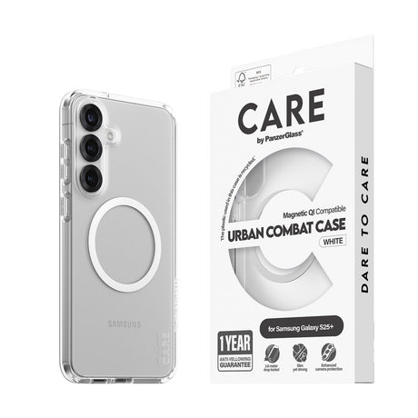 CARE by PanzerGlass Samsung Galaxy S25+ (Plus) FLAGSHIP Urban Combat Case - Qi Kompatibel - Gennemsigtig / White