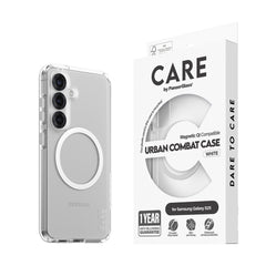 CARE by PanzerGlass Samsung Galaxy S25 FLAGSHIP Urban Combat Case - Qi Kompatibel - Gennemsigtig / White