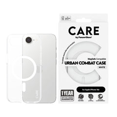 CARE by PanzerGlass iPhone 16e FLAGSHIP Urban Combat Case - MagSafe Kompatibel - Transparent / White