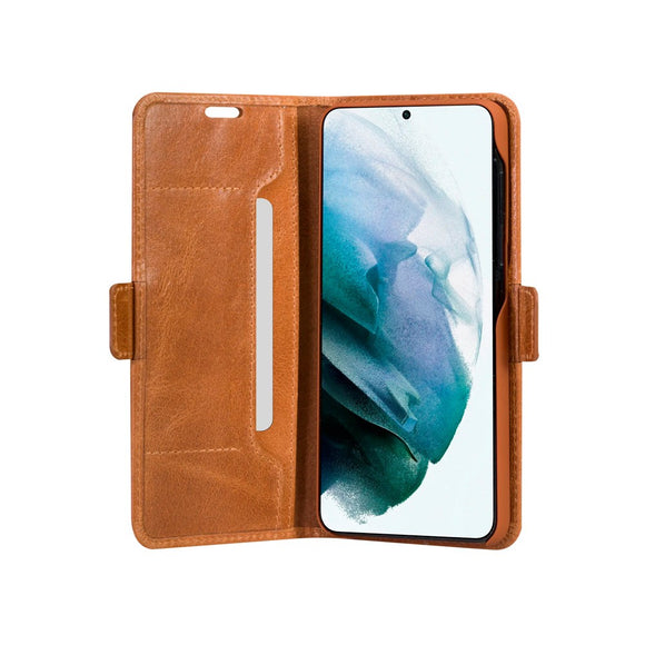 Samsung Galaxy S21 FE dbramante1928 Copenhagen Slim Ægte Læder Flip Cover m. Pung - Tan