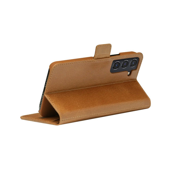 Samsung Galaxy S22 dbramante1928 Copenhagen Slim Ægte Læder Flip Cover m. Pung - Tan