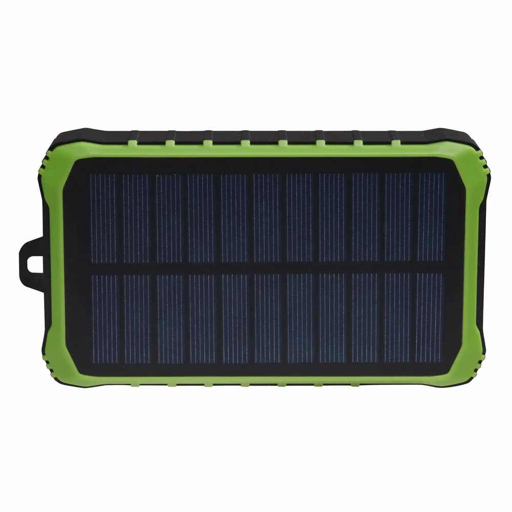 Denver PSO-10012 Solcelle PowerBank m. Håndsving & Lygte - 10.000 mAh - Sort / Grøn