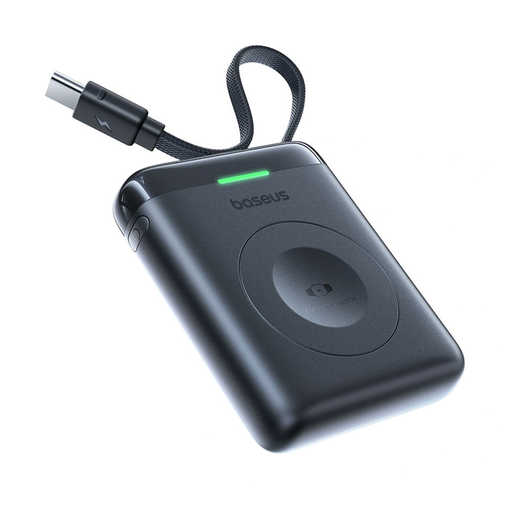 Baseus EnerFill 5W Powerbank til Apple Watch m. Trådløs Opladning & Indbygget USB-C Kabel - Sort