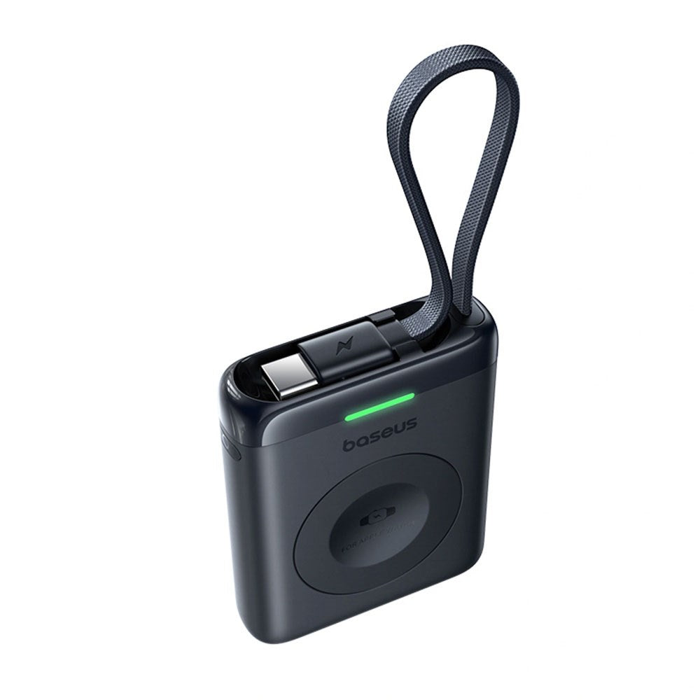 Baseus EnerFill 5W Powerbank til Apple Watch m. Trådløs Opladning & Indbygget USB-C Kabel - Sort
