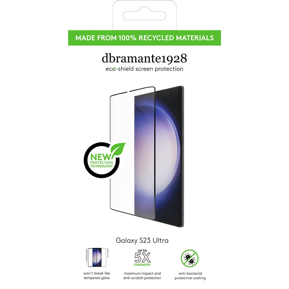 Samsung Galaxy S23 Ultra dbramante1928 Eco-Shield Skærmbeskyttelse m. Monteringsramme - Sort Kant