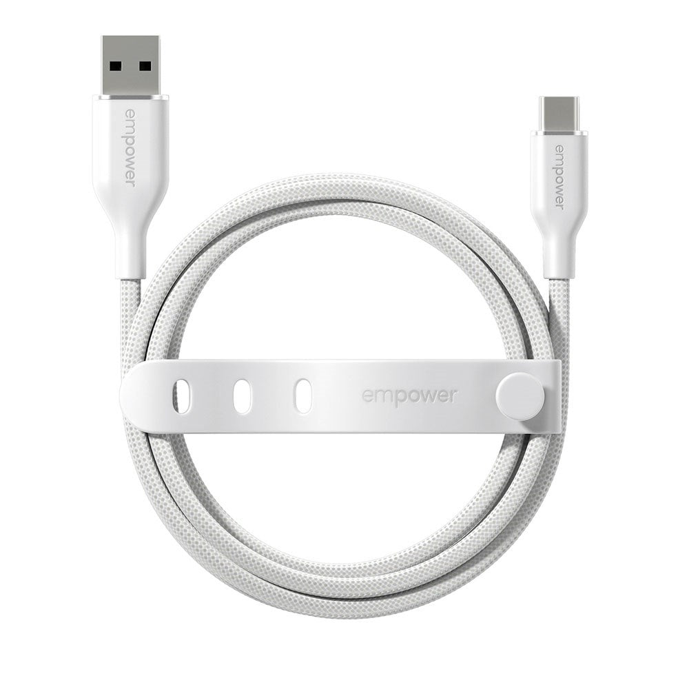 empower by PanzerGlass Racing 60W USB-A til USB-C Kabel - 1.2m - Silver White