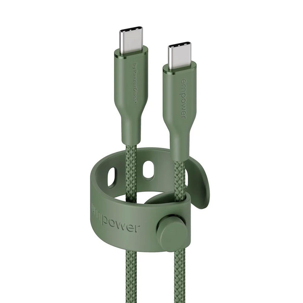 empower by PanzerGlass Racing 60W USB-C til USB-C Kabel - 2m - Sage