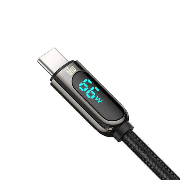 Baseus Display Fast Charging 66W USB-A til USB-C Kabel - 1m - Sort