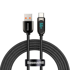 Baseus Display Fast Charging 66W USB-A til USB-C Kabel - 1m - Sort