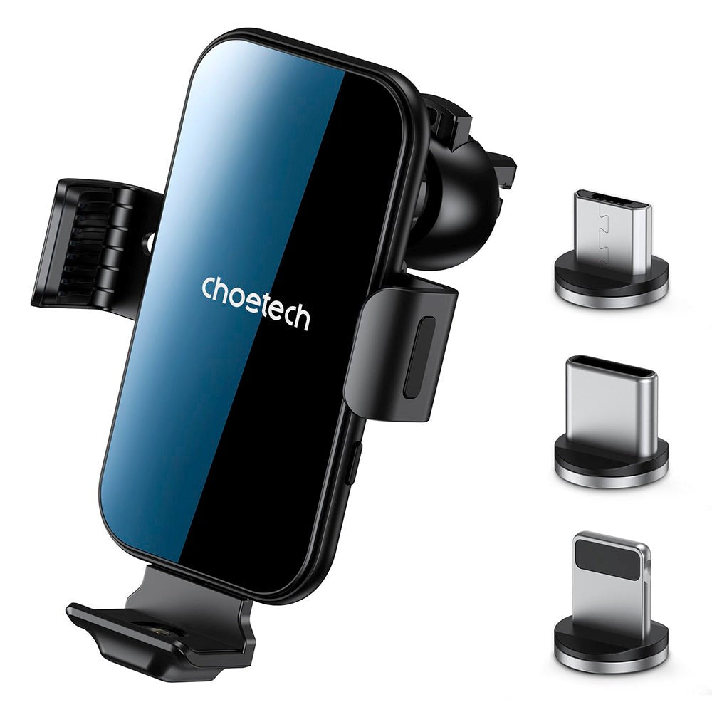 Choetech T201-F Mobilholder til Ventilationsanlæg m. Trådløs Opladning Qi - Max Mobil: 55 - 125mm - Sort