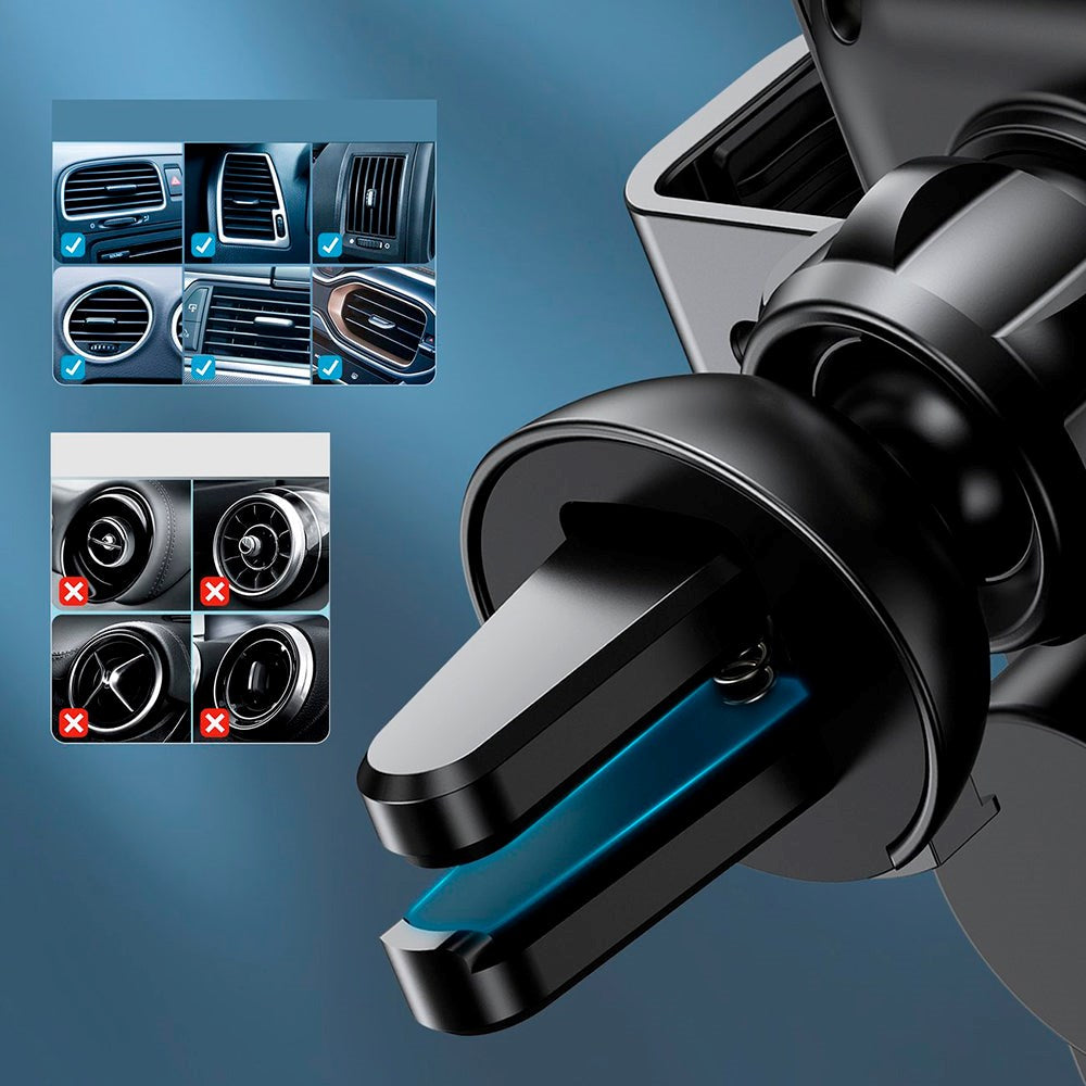 Choetech T201-F Mobilholder til Ventilationsanlæg m. Trådløs Opladning Qi - Max Mobil: 55 - 125mm - Sort