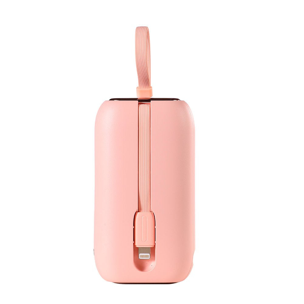Joyroom JR-L012 Powerbank 22.5W USB-C PD m. Indbygget Lightning & USB-C Kabel - 10.000 mAh - Lyserød