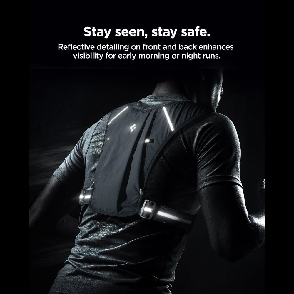 Spigen Dynamic Shield Løbevest m. Reflekser - Str. M / L - Sort