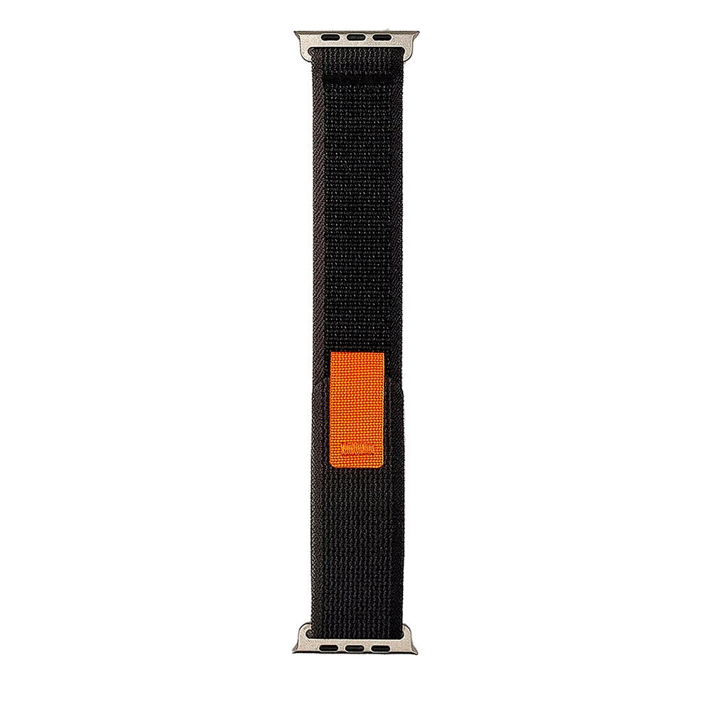 Apple Watch (38/40/SE/41/42mm) Velcro Stof Rem - Sort / Orange