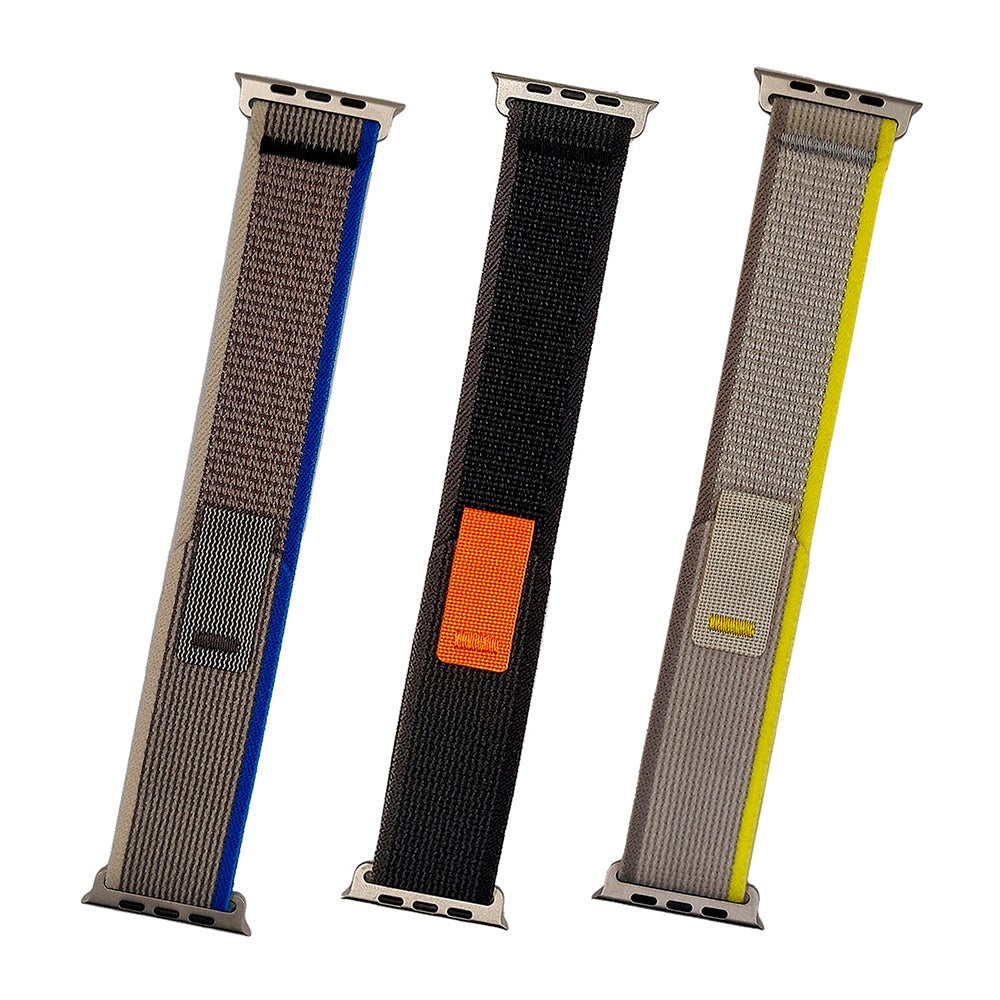 Apple Watch (38/40/SE/41/42mm) Velcro Stof Rem - Sort / Orange