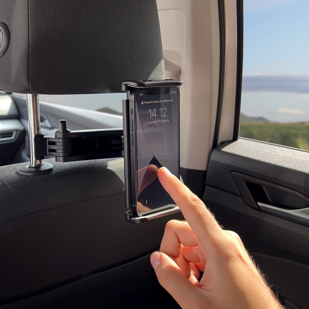 Wozinsky Car Mount Til Bilens Nakkestøtte - Max Størrelse: 125 - 205mm - Sort