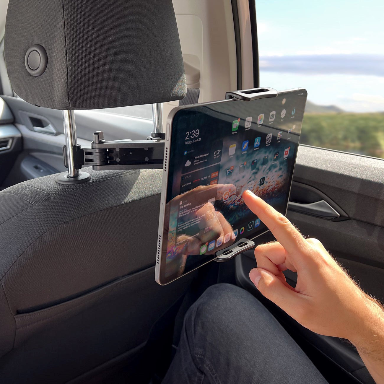Wozinsky Car Mount Til Bilens Nakkestøtte - Max Størrelse: 125 - 205mm - Sort