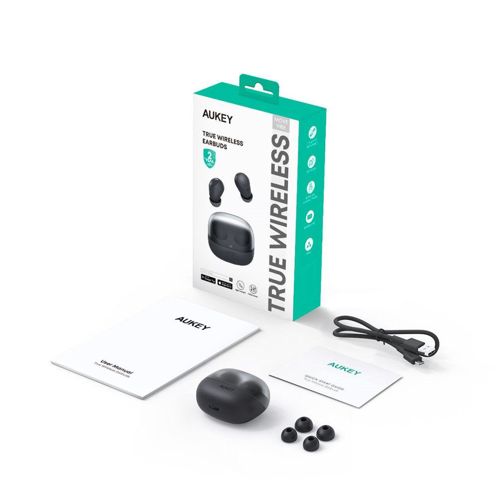 Aukey EP-M3A True Wireless MOVE VIBE Høretelefoner - In-Ear - Grå
