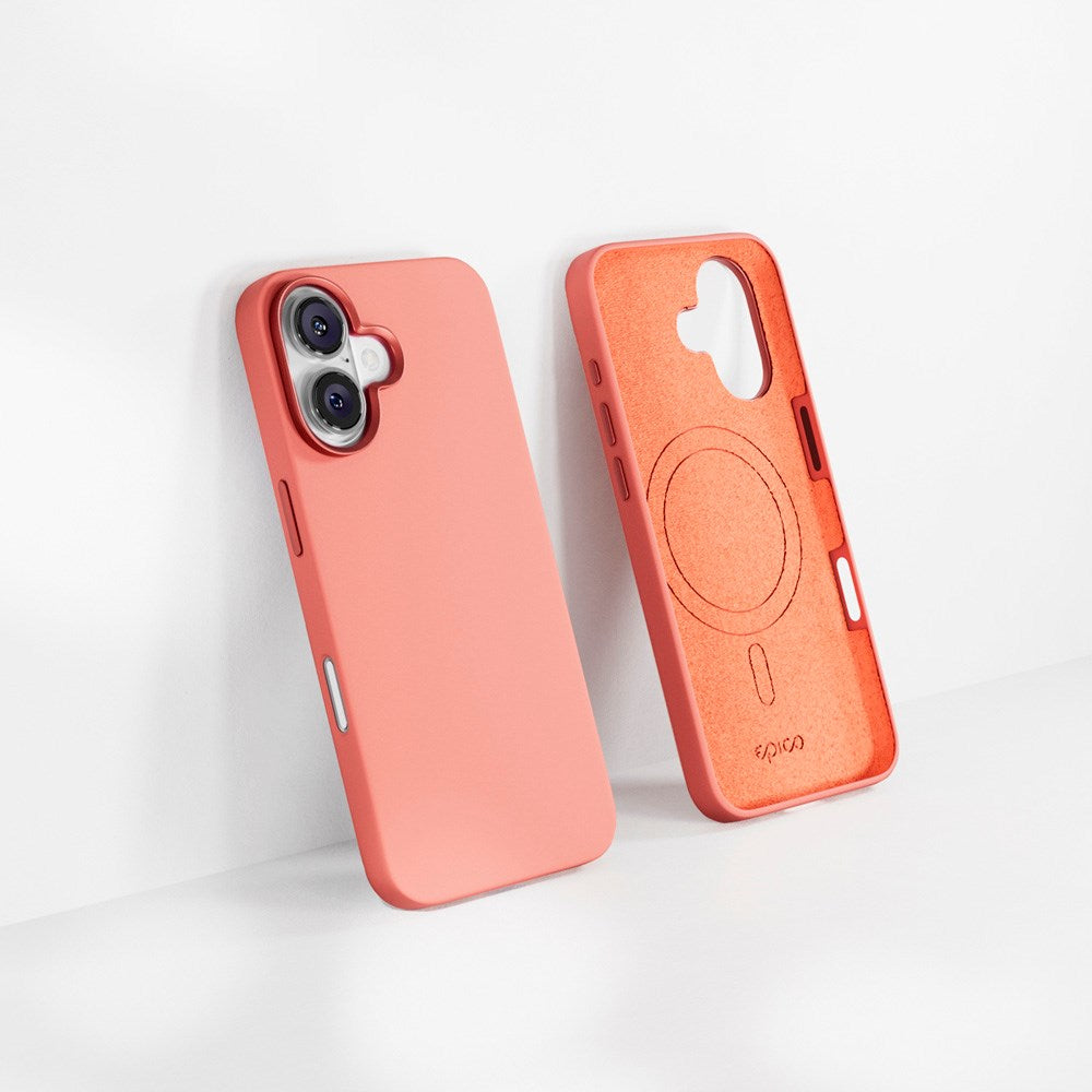 iPhone 16 Epico Mag+ Silikone Cover - MagSafe Kompatibel - Peach Pink