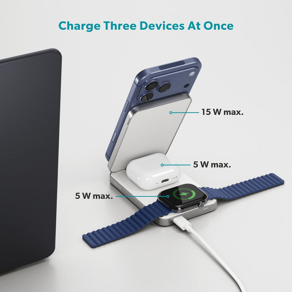 Epico 8000mAh Trådløs Powerbank m. Standerfunktion - Hvid