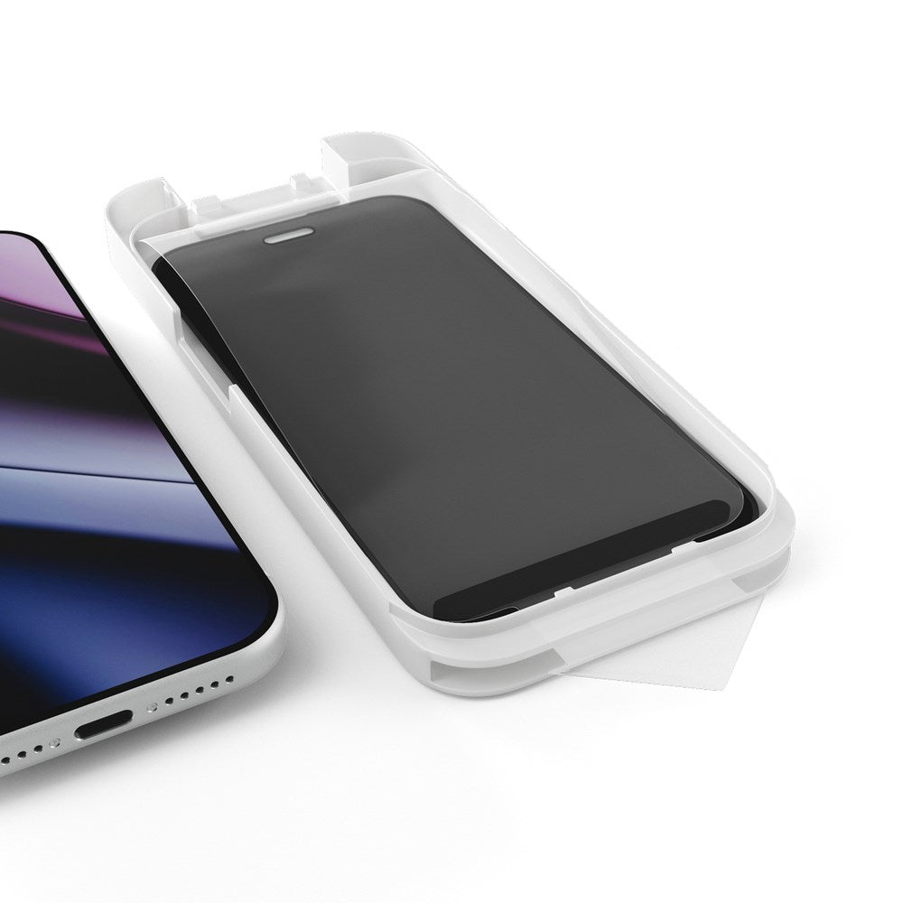 iPhone 18 Pro Epico Privacy AntiReflective Glass 3D Skærmbeskyttelsesglas m. Installationsramme - Gennemsigtig