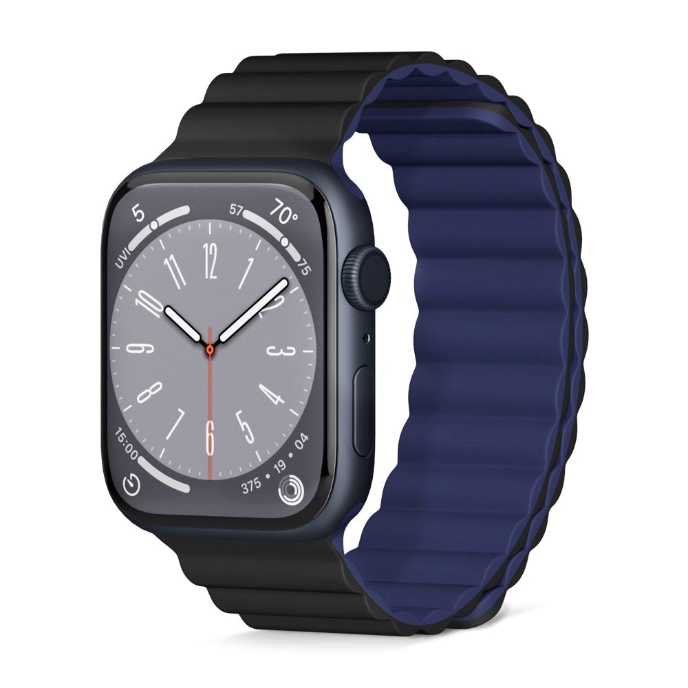 Apple Watch (38/40/SE/41/42mm) Epico Magnetisk Silikone Rem - Sort / Blå