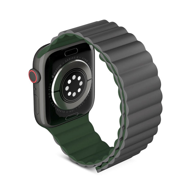 Apple Watch (42/44/SE/45/46/49mm) Epico Magnetisk Silikone Rem - Grå / Grøn