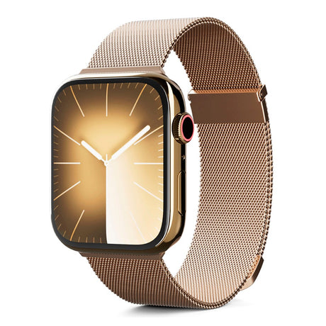 Apple Watch (42/44/SE/45/46/49mm) Epico Milanese+ (Plus) Rustfri Stål Rem - Gold