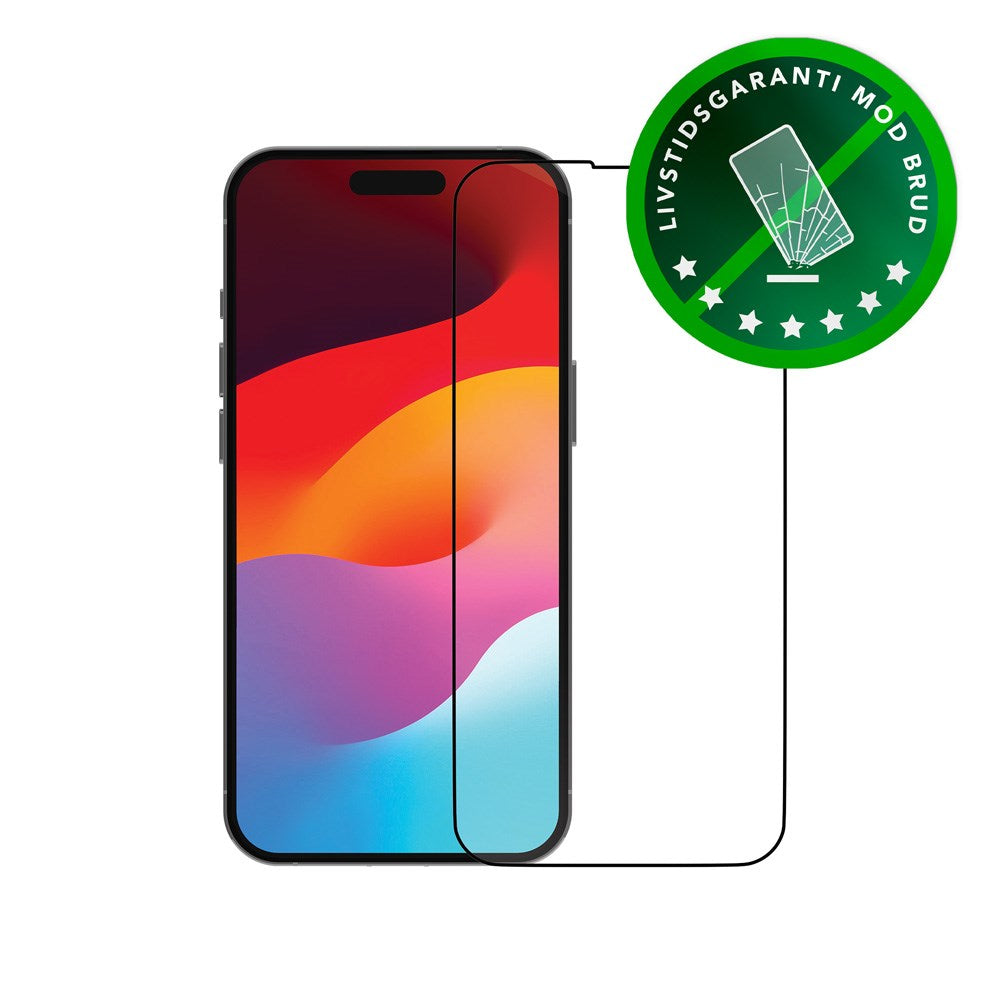 iPhone 15 dbramante1928 Eco-Shield Skærmbeskyttelse m. Monteringsramme - Sort Kant