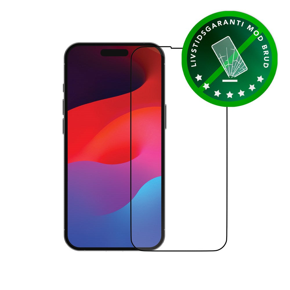 iPhone 15 Pro dbramante1928 Eco-Shield Skærmbeskyttelse m. Monteringsramme - Sort Kant