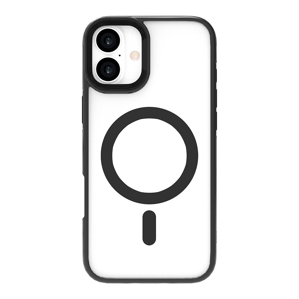 eSTUFF iPhone 16 INFINITE HELSINKI Hybrid Plastik Cover med Kickstand - MagSafe Kompatibel - Sort / Gennemsigtig