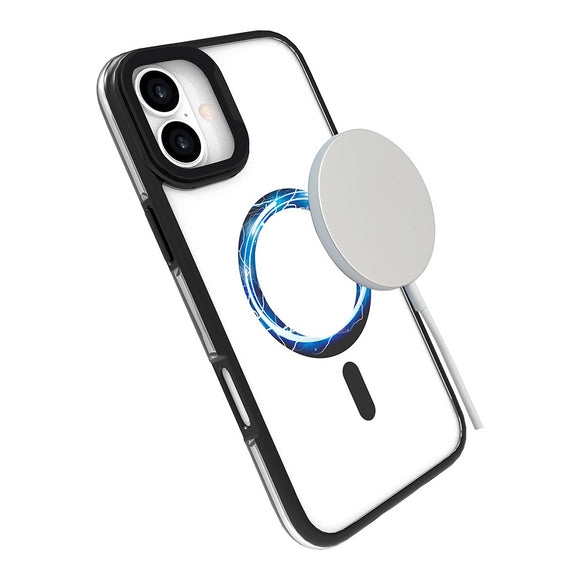 eSTUFF iPhone 16 INFINITE HELSINKI Hybrid Plastik Cover med Kickstand - MagSafe Kompatibel - Sort / Gennemsigtig