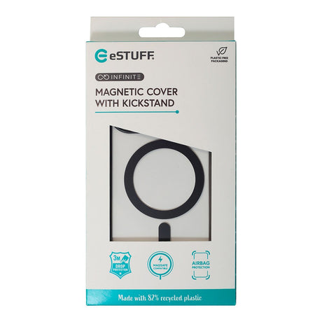 eSTUFF iPhone 16 Pro INFINITE HELSINKI Hybrid Plastik Cover med Kickstand - MagSafe Kompatibel - Sort / Gennemsigtig