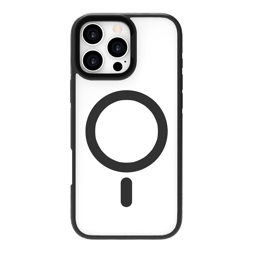 eSTUFF iPhone 16 Pro INFINITE HELSINKI Hybrid Plastik Cover med Kickstand - MagSafe Kompatibel - Sort / Gennemsigtig