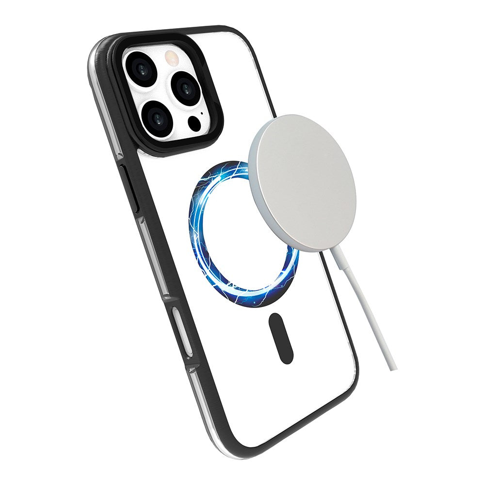eSTUFF iPhone 16 Pro INFINITE HELSINKI Hybrid Plastik Cover med Kickstand - MagSafe Kompatibel - Sort / Gennemsigtig