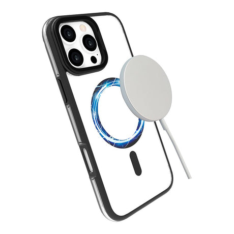 eSTUFF iPhone 16 Pro INFINITE HELSINKI Hybrid Plastik Cover med Kickstand - MagSafe Kompatibel - Sort / Gennemsigtig