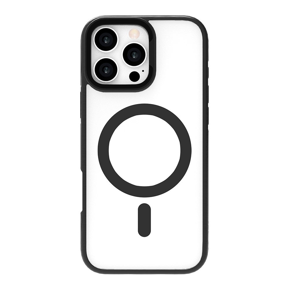 eSTUFF iPhone 16 Pro Max INFINITE HELSINKI Hybrid Plastik Cover med Kickstand - MagSafe Kompatibel - Sort / Gennemsigtig