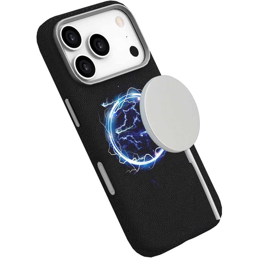 eSTUFF iPhone 17 Pro INFINITE VENICE Kunstlæderbetrukket Plastik Cover - MagSafe Kompatibel - Sort
