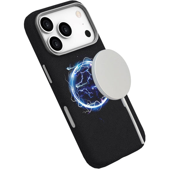 eSTUFF iPhone 17 Pro INFINITE VENICE Kunstlæderbetrukket Plastik Cover - MagSafe Kompatibel - Sort